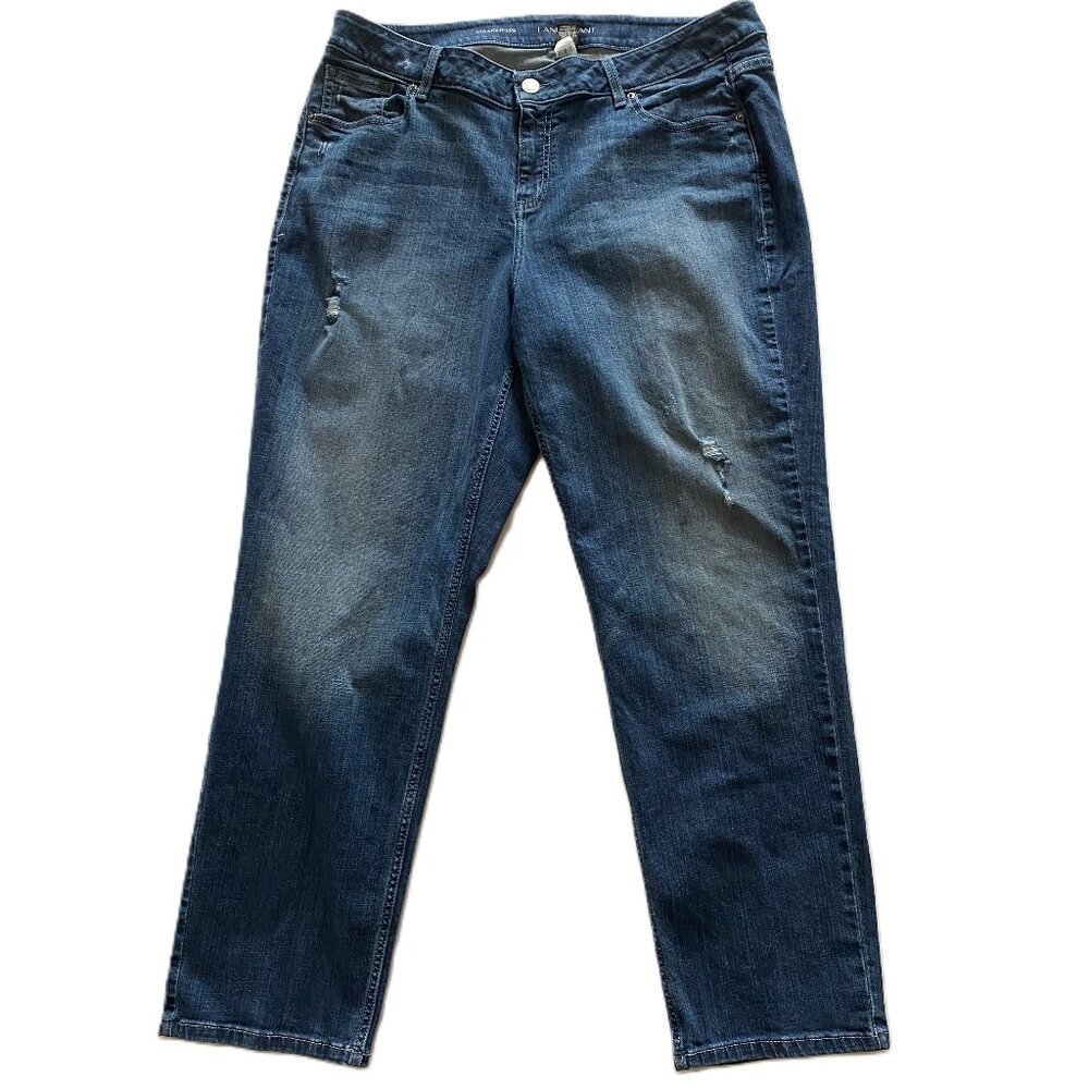 Lane Bryant SZ 20R Women’s Cotton Distressed Straight Leg Blue Jeans